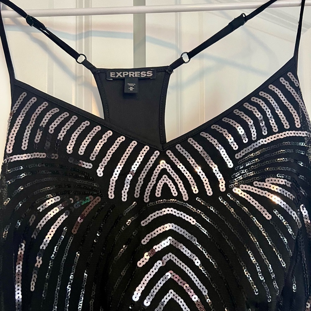 Express Sequined Racerback Dress, Size Medium, Like-New Condition - Picture 5 of 10